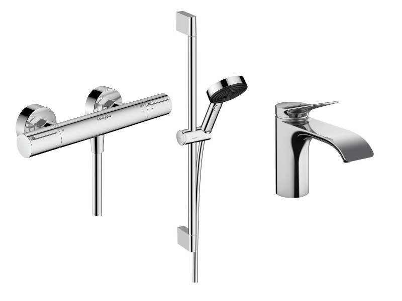 Hansgrohe Pachet 3in1 dus hansgrohe vivenis, aparenta, termostat, baterie lavoar, crom, 13346000-3st