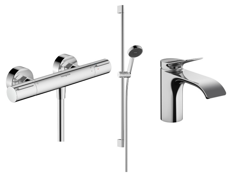 Hansgrohe Pachet 3in1 dus hansgrohe vivenis, aparenta, termostat, baterie lavoar, crom, 13346000-5st
