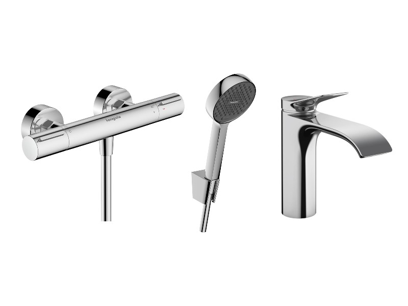 Hansgrohe Pachet 3in1 dus hansgrohe vivenis, aparenta, termostat, baterie lavoar, crom, 13346000-6st