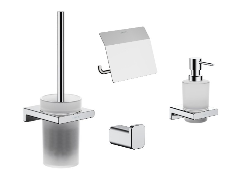 Hansgrohe Pachet 4in1 accesorii baie hansgrohe addstoris, pe perete, perie, suport, dozator, crom ,41752000-10st