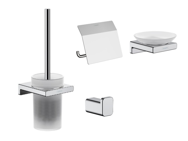 Hansgrohe Pachet 4in1 accesorii baie hansgrohe addstoris, pe perete, perie, suport, savoniera, crom ,41752000-13st