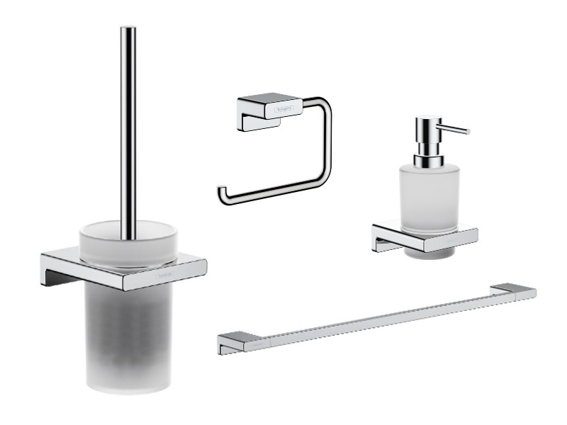 Hansgrohe Pachet 4in1 accesorii baie hansgrohe addstoris, pe perete, perie, suport, dozator, crom ,41752000-18st