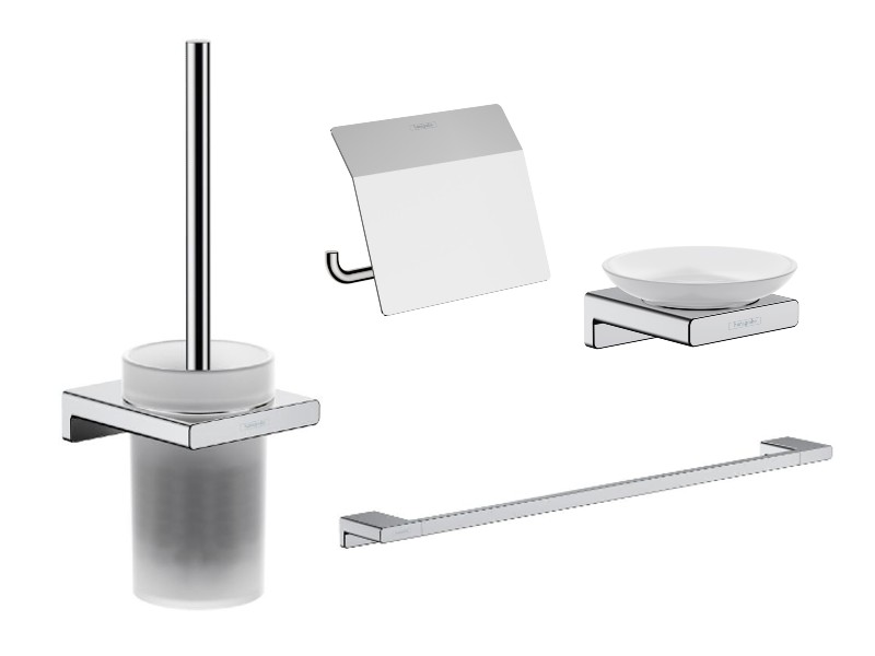 Hansgrohe Pachet 4in1 accesorii baie hansgrohe addstoris, pe perete, perie, suport, savoniera, crom ,41752000-19st