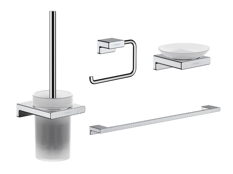 Hansgrohe Pachet 4in1 accesorii baie hansgrohe addstoris, pe perete, perie, suport, savoniera, crom ,41752000-21st