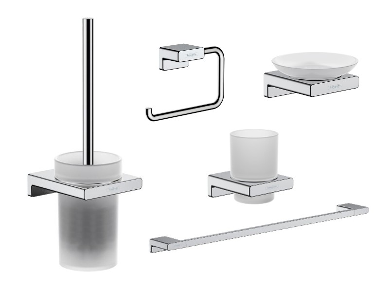 Hansgrohe Pachet 5in1 accesorii baie hansgrohe addstoris, pe perete, perie, suport, savoniera, crom ,41752000-24st
