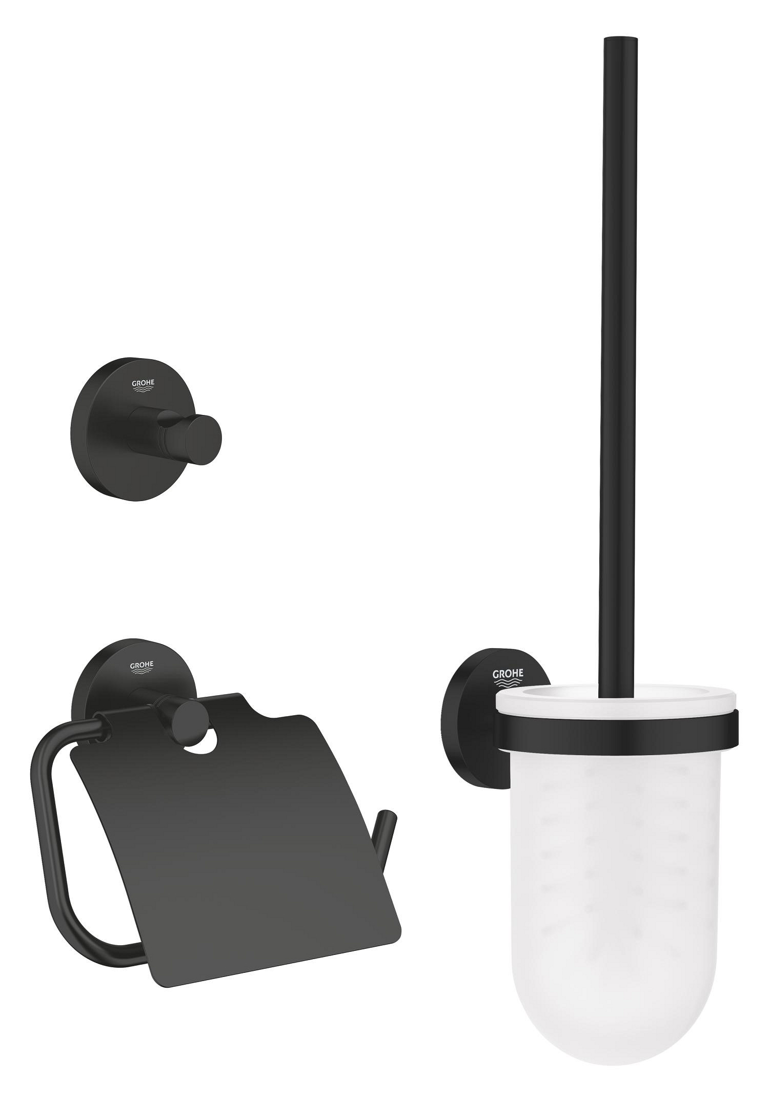 Grohe Pachet accesorii baie 3in1 grohe start, pe perete, metal, mat, negru, 412042430