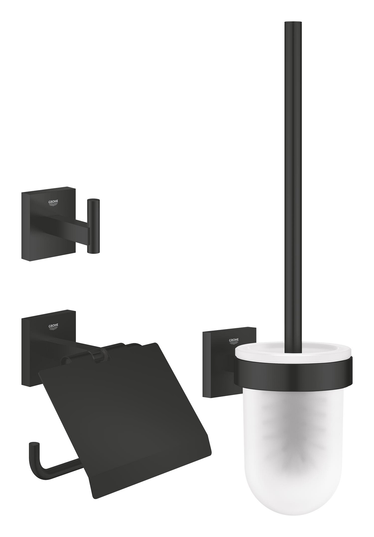 Grohe Pachet accesorii baie 3n1 grohe start cube, pe perete, metal, mat, negru, 411232430