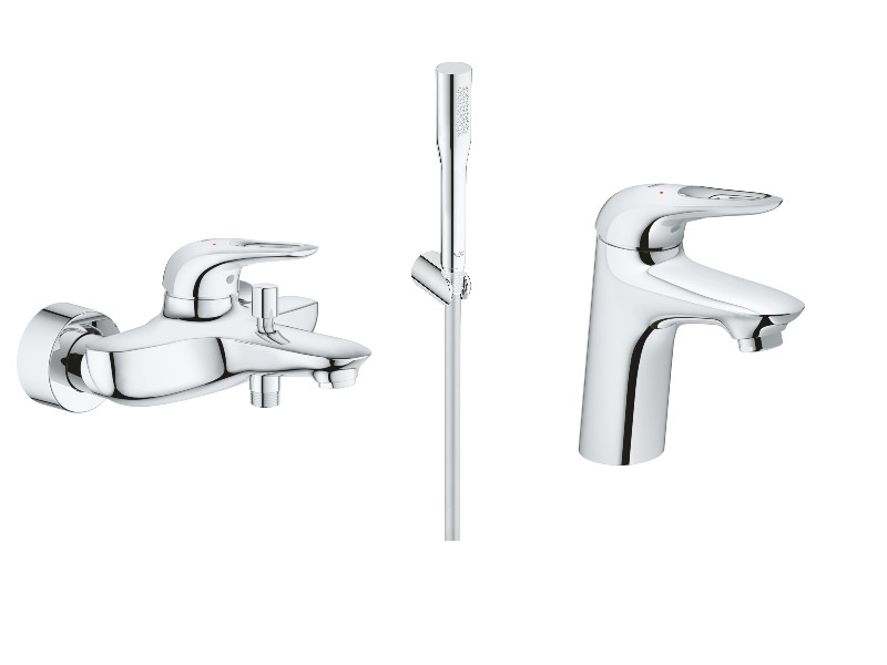 Grohe Pachet cada 3in1 grohe eurostyle 33591003, 1/2'', diverter, baterie lavoar, 3/8'', marimea s, ventil, set de dus, 1.5 m,