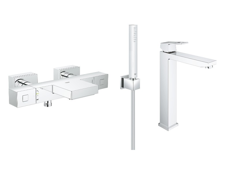 Grohe Pachet cada 3in1 grohe grohtherm cube 34497000, 1/2'', termostat, baterie lavoar, 3/8'', marimea xl , set de dus, 1.25 m,