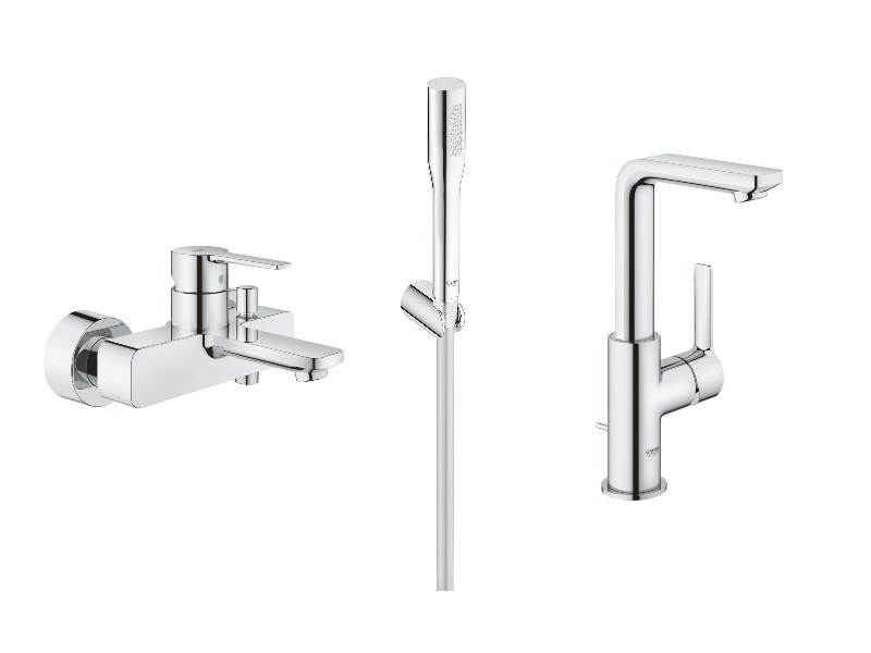 Grohe Pachet cada 3in1 grohe lineare 33849001, 1/2'', diverter, baterie lavoar, 3/8'', marimea s, ventil, set de dus, 1.75 m,