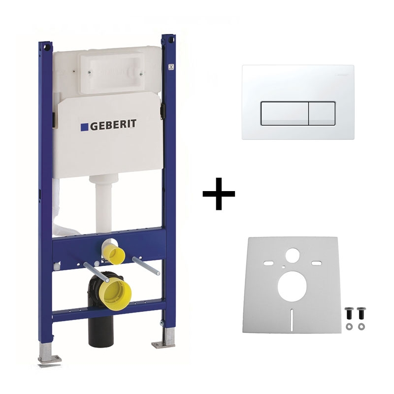 Geberit  Pachet cadru wc geberit delta, incastrat, 1.12 m, clapeta alb lucios, 458.128.11.2