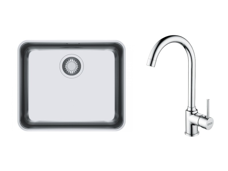Franke Pachet chiuveta franke aton, otel, sub blat, 510 x 430 mm, pipa inalta, tip c, crom, 122.0204.649-1st