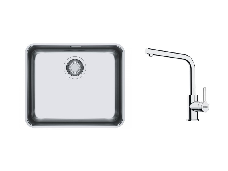 Franke Pachet chiuveta franke aton, otel, sub blat, 510 x 430 mm, pipa inalta, tip l, crom, 122.0204.649-2st