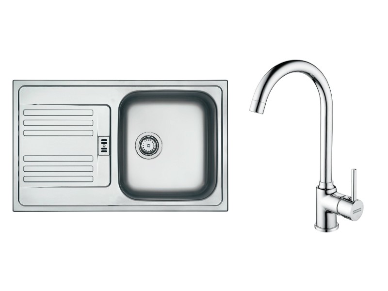 Franke Pachet chiuveta franke euroform, otel pe blat, 780x475 mm, pipa inalta, tip c, crom, 101.0684.386-2st
