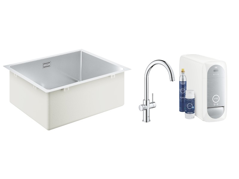 Grohe Pachet chiuveta grohe k700u 31574sd1, 540 x 440 mm, pe/sub blat + blue home 31455001, crom