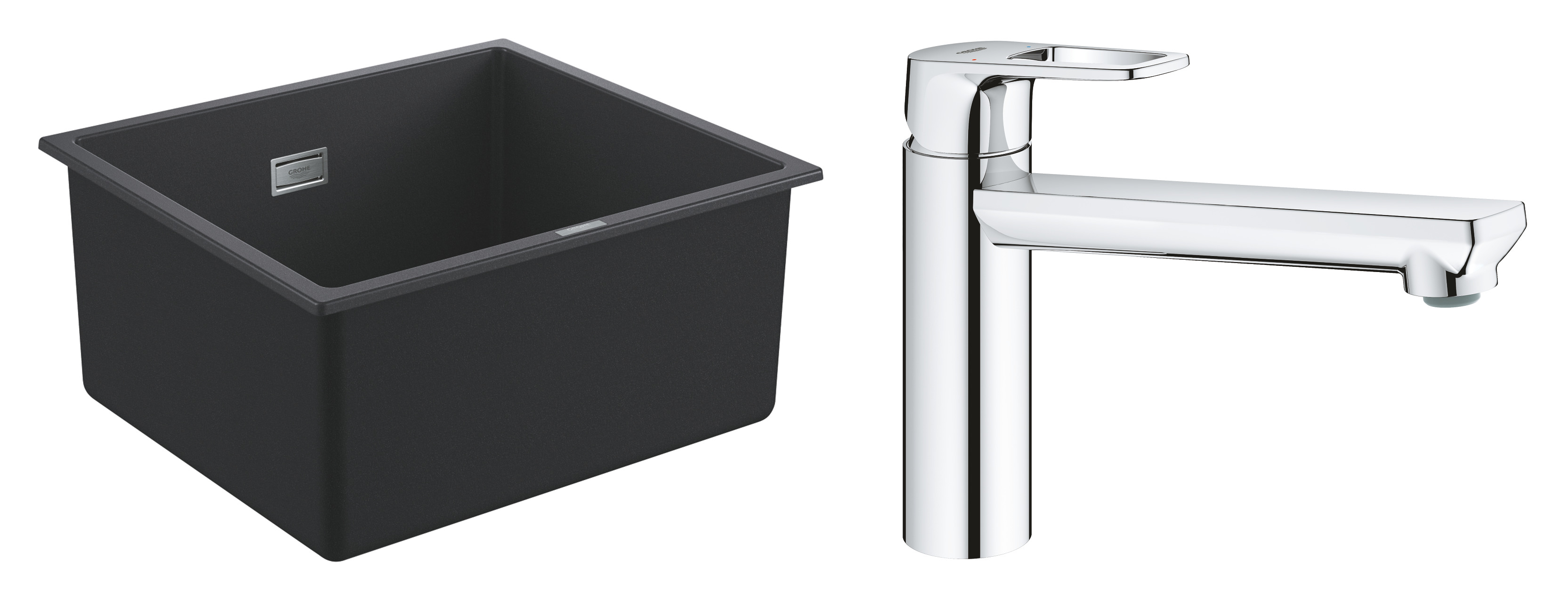 Grohe Pachet chiuveta grohe quartz k700u 31653ap0, 457 x 406 mm, montare sub/pe blat + baterie bauloop 31706000, pipa medie, tip
