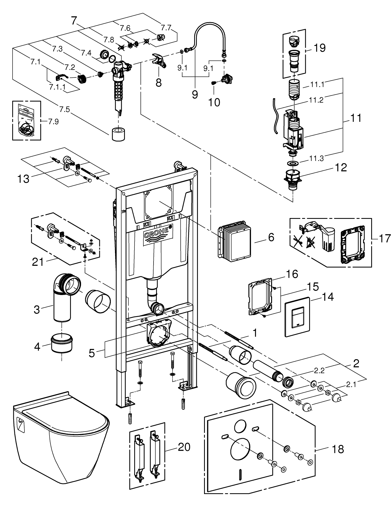 Pachet WC suspendat Grohe 39186000, 4 1 Solido Perfect, tip instalare suspendat, tip instalare cadru incastrat [2]