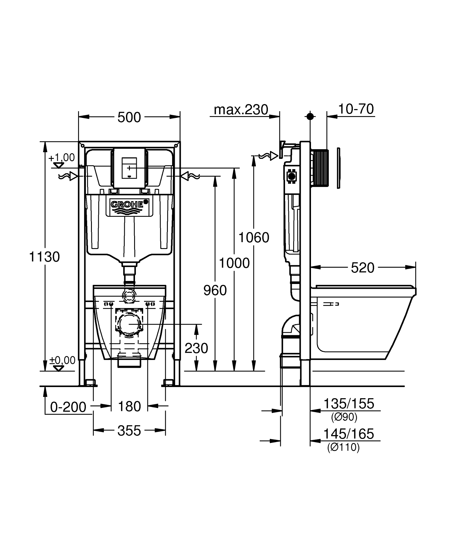 Pachet WC suspendat Grohe 39186000, 4 1 Solido Perfect, tip instalare suspendat, tip instalare cadru incastrat [3]