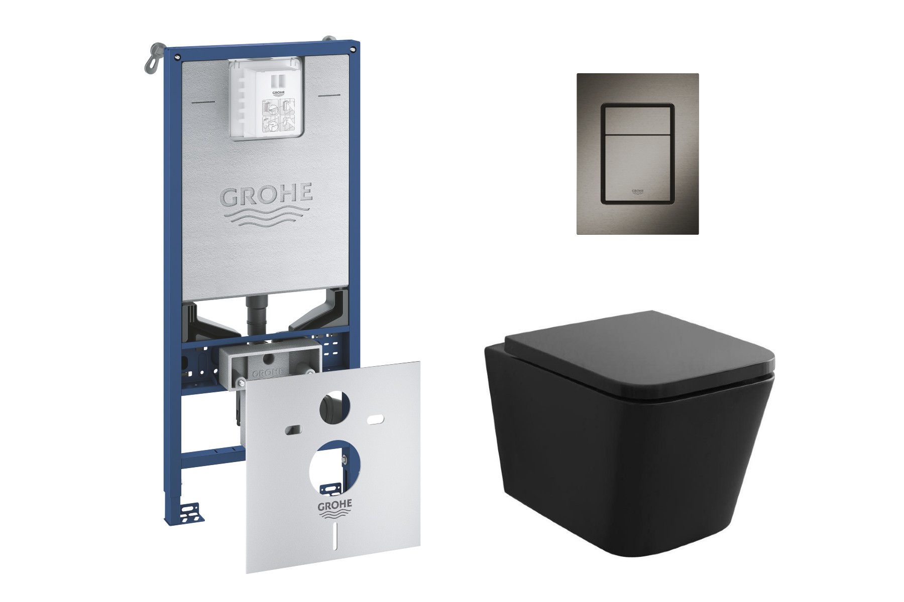 Grohe Pachet wc grohe 37535al0, suspendat, wc kielle arkas i, rimless, softclose, cadru rapid slx, anti-fonare, placuta grafit