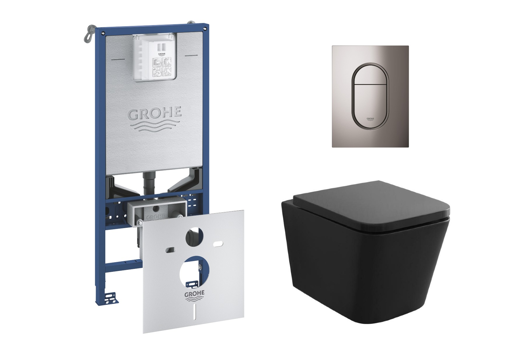 Grohe Pachet wc grohe 37624a00, suspendat, wc kielle arkas i, rimless, softclose, cadru rapid slx, anti-fonare, placuta grafit