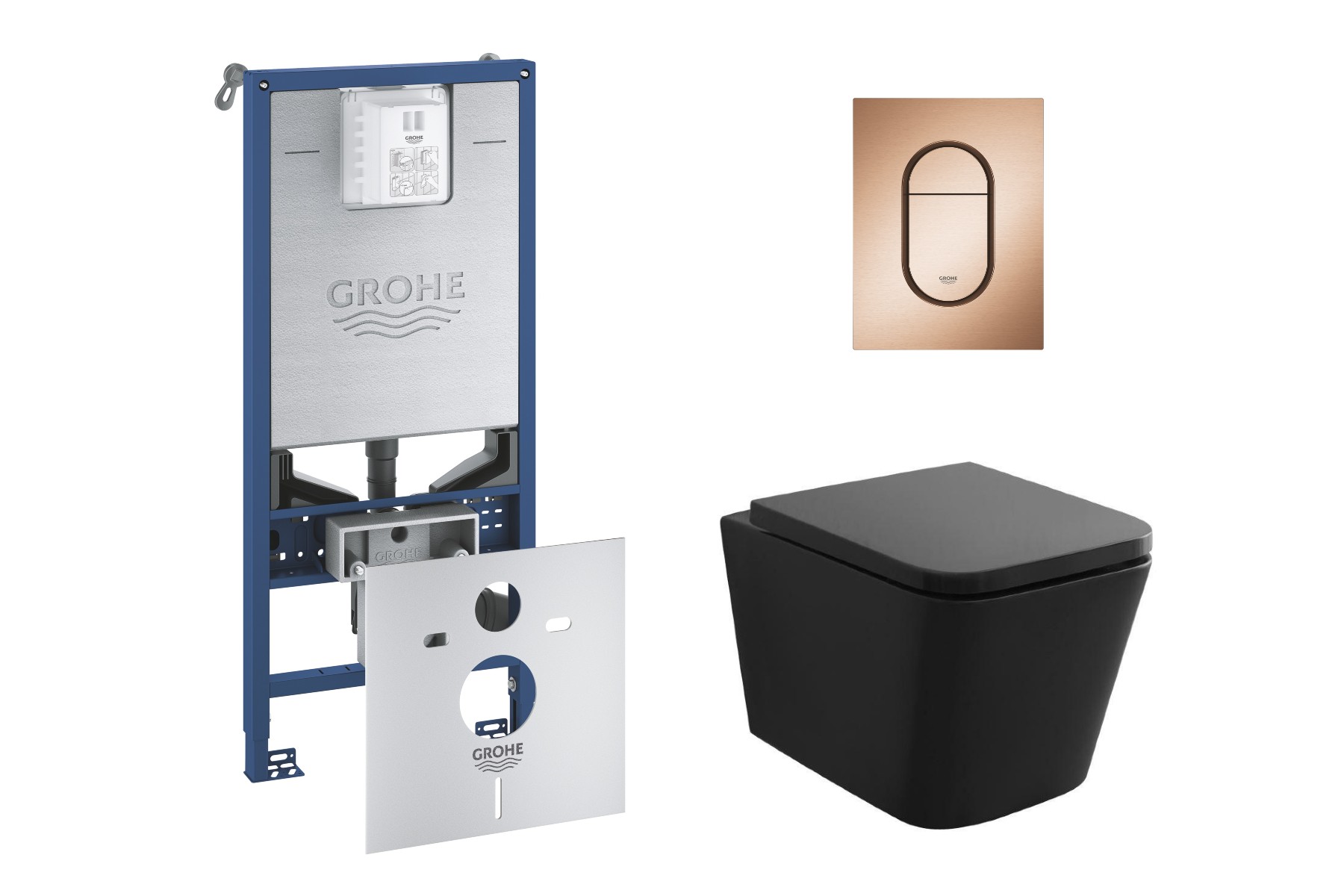 Grohe Pachet wc grohe 37624dl0, suspendat, wc kielle arkas i, rimless, softclose, cadru rapid slx, anti-fonare, placuta cupru