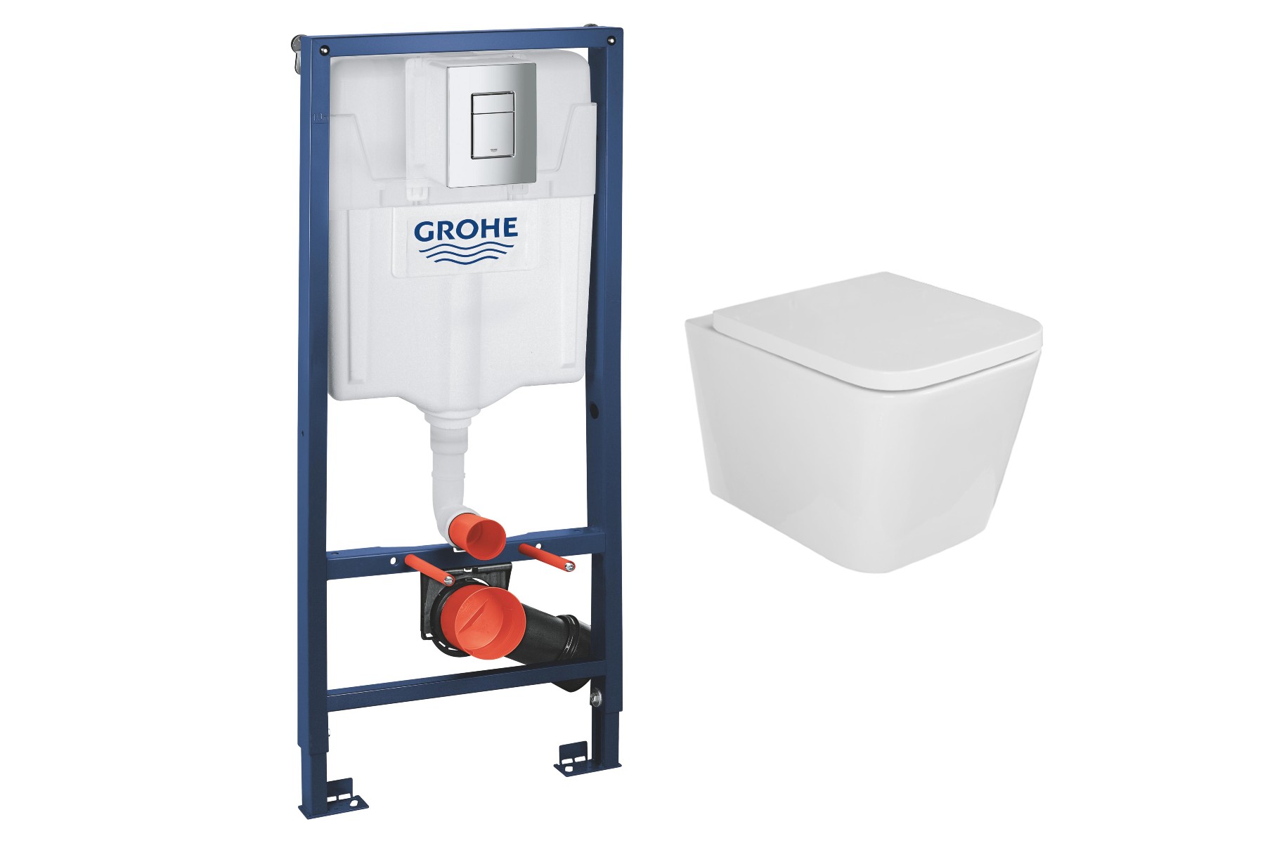 Grohe Pachet wc grohe 38772001, suspendat, wc kielle arkas, rimless, softclose, cadru, placuta crom, alb