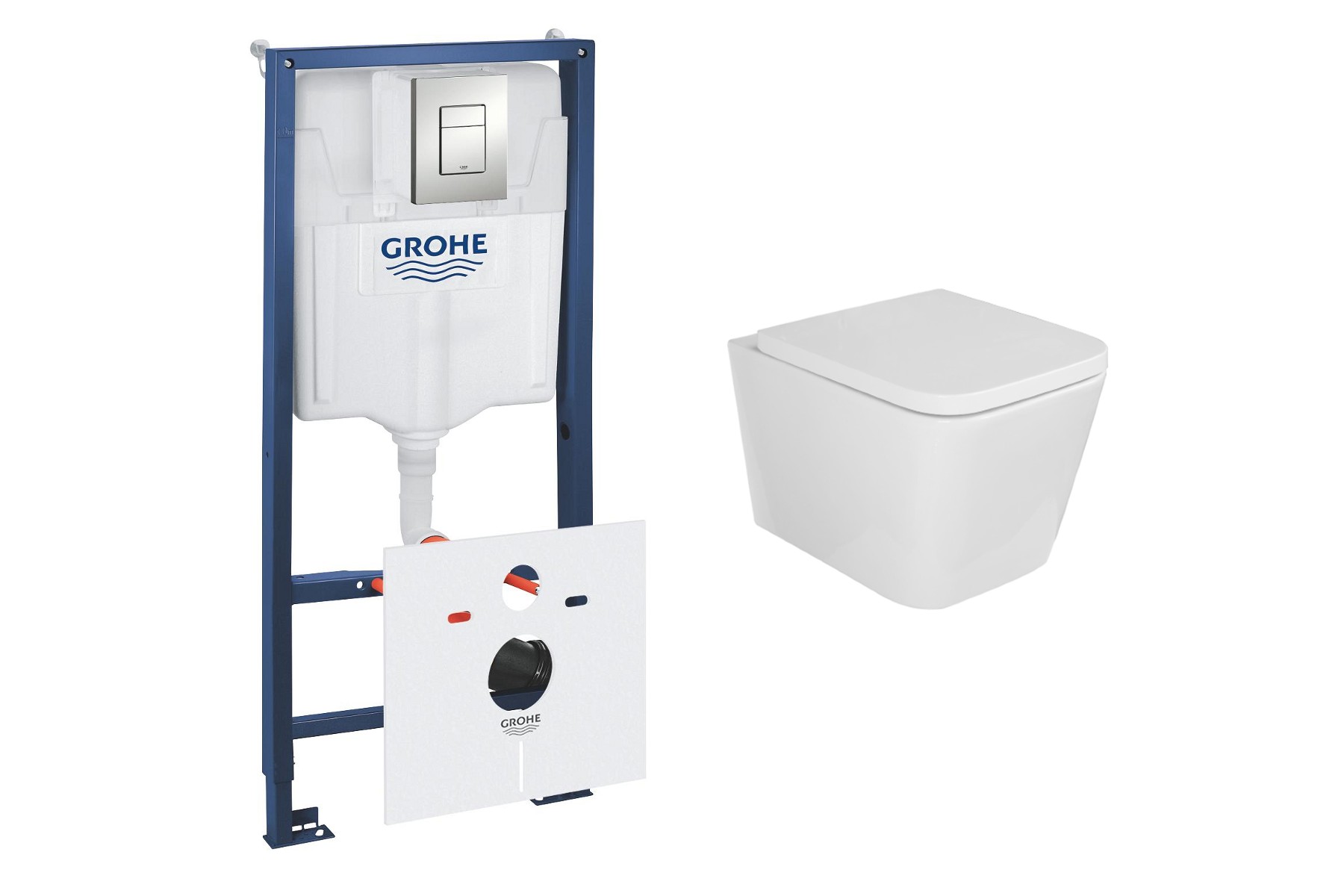 Grohe Pachet wc grohe 39449000, suspendat, wc kielle arkas, rimless, softclose, cadru, anti-fonare, grohe fresh, placuta crom alb