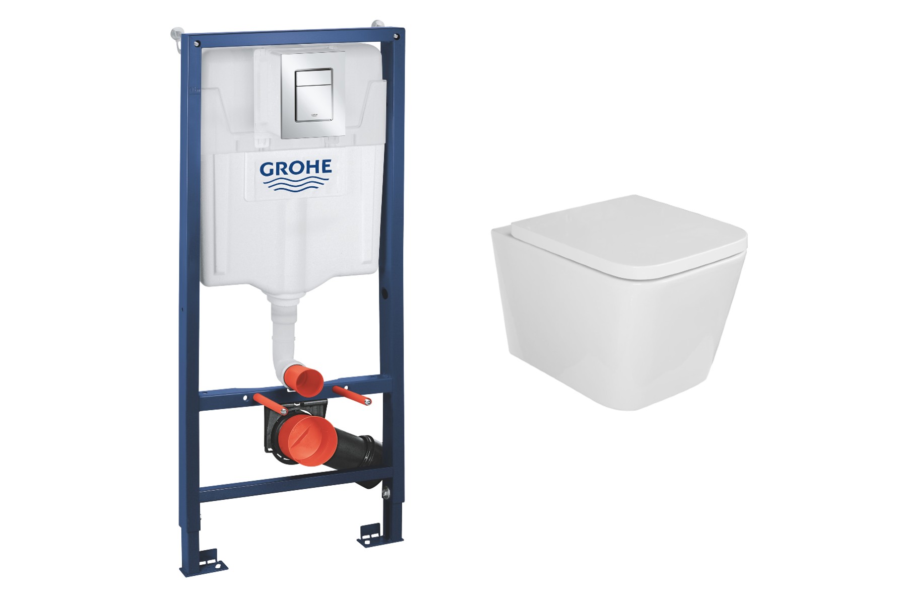 Grohe Pachet wc grohe 39501000, suspendat, wc kielle arkas, rimless, softclose, cadru, placuta crom s, alb