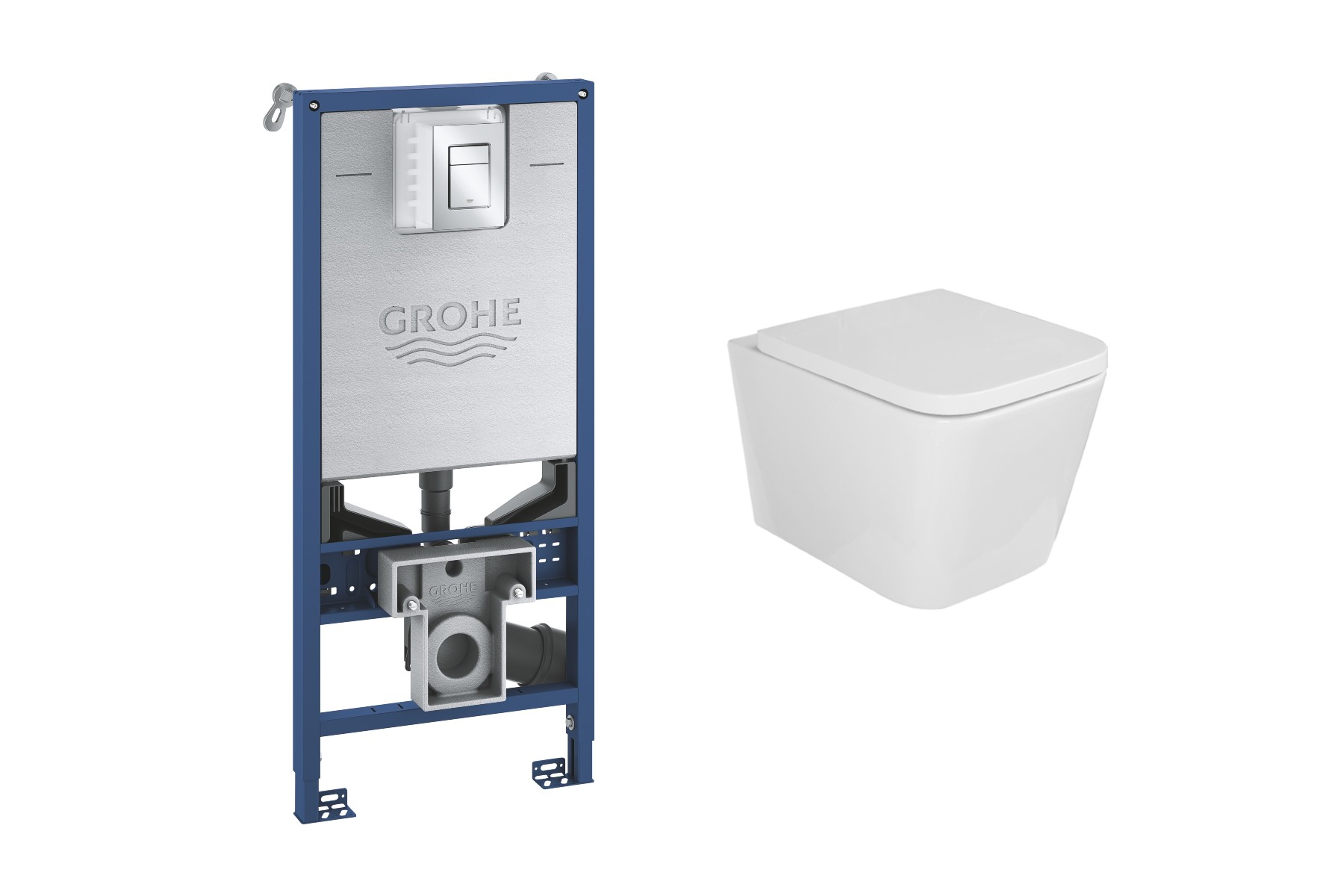 Grohe Pachet wc grohe 39603000, suspendat, wc kielle arkas, rimless, softclose, cadru rapid slx, placuta crom s, alb