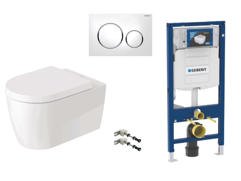 Duravit  Pachet wc suspendat duravit me by starck, rimless, softclose, cadru geberit sigma, clapeta alba, alb, 45290900a1-14st