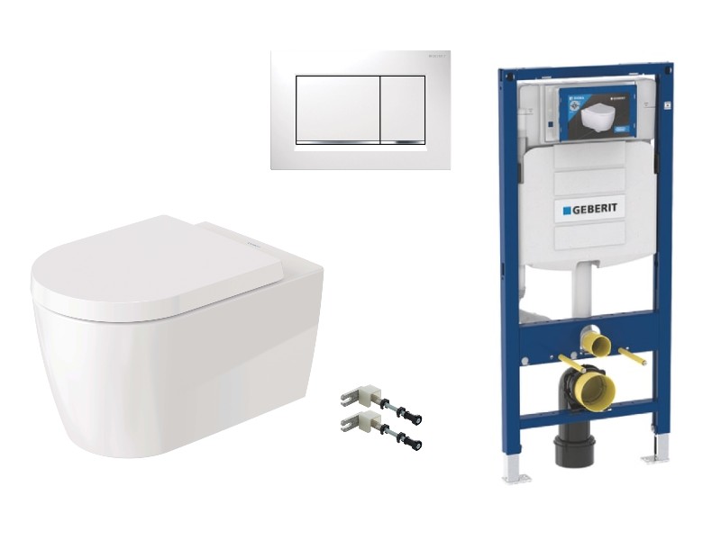 Duravit  Pachet wc suspendat duravit me by starck, rimless, softclose, cadru geberit sigma, clapeta alb lucios, alb,