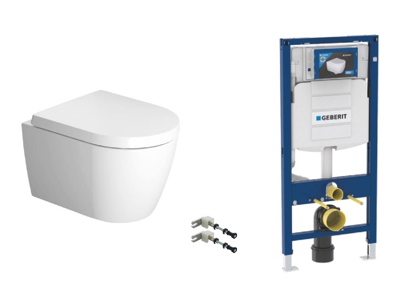 Duravit  Pachet wc suspendat duravit me by starck, rimless, softclose, cadru geberit sigma, fara clapeta, alb, 45300900a1-28st