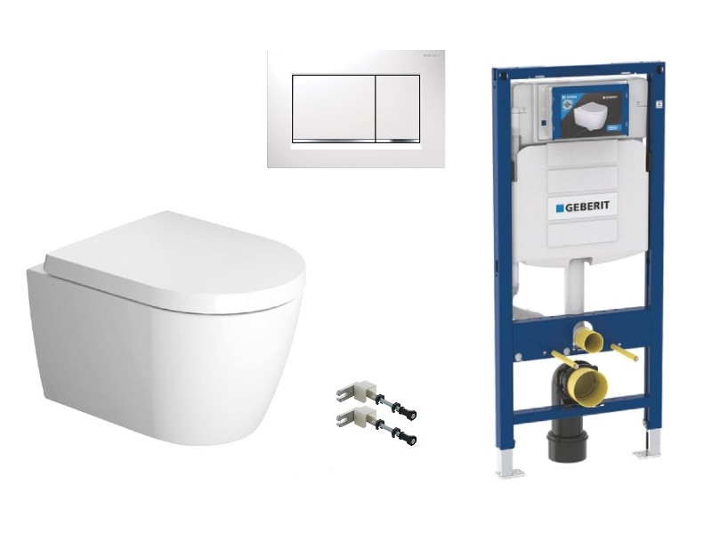 Duravit  Pachet wc suspendat duravit me by starck, rimless, softclose, cadru geberit sigma, clapeta alb lucios, alb,