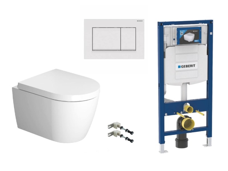 Duravit  Pachet wc suspendat duravit me by starck, rimless, softclose, cadru geberit sigma, clapeta alb mat, alb, 45300900a1-39st