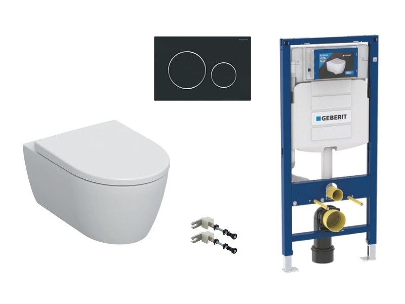 Geberit  Pachet wc suspendat geberit icon, rimless, softclose, cadru geberit sigma, clapeta negru mat, 501.664.00.1-3st