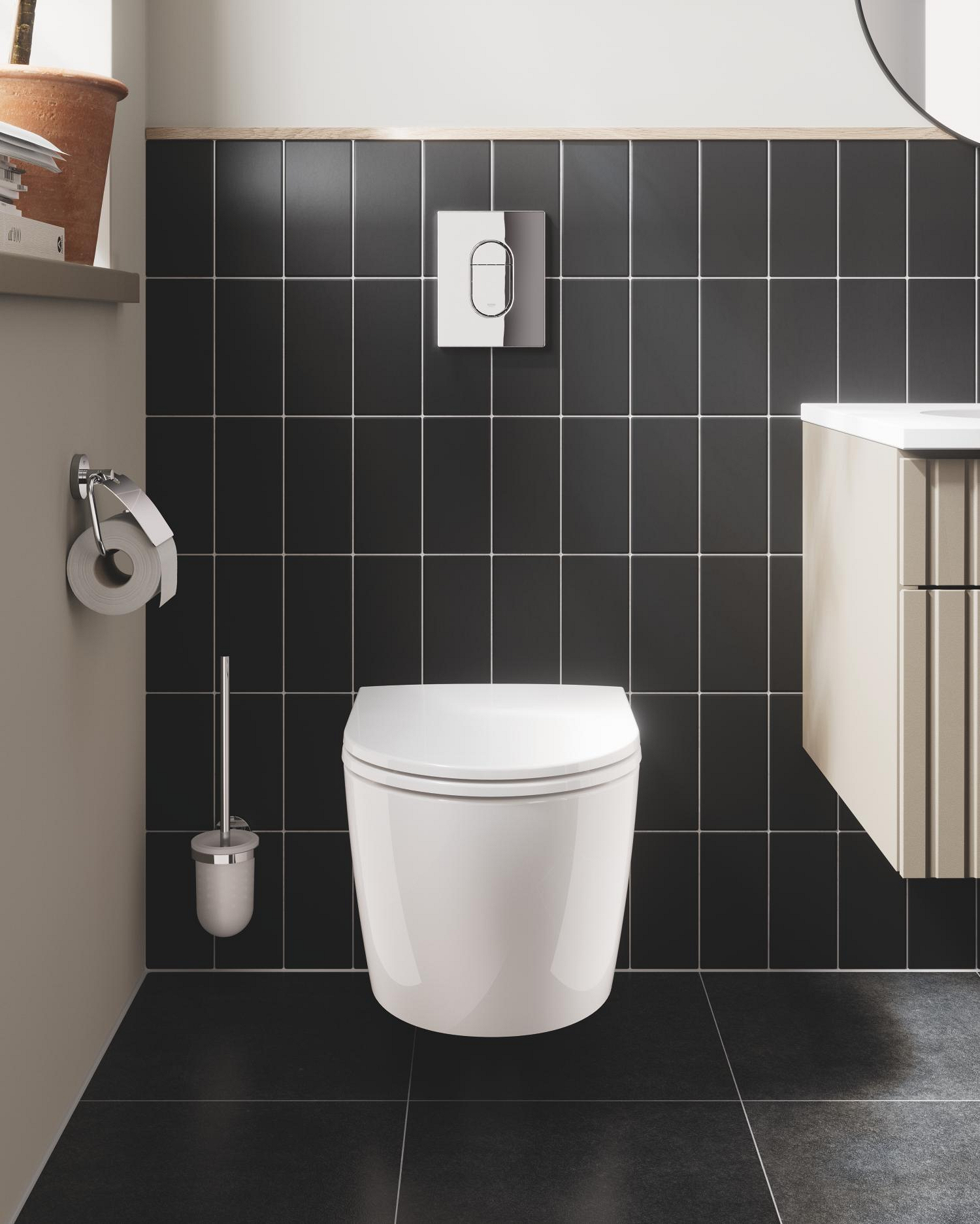 Grohe Pachet wc suspendat grohe bau ceramic, rimless, softclose, cadru, clapeta crom, alb, 103849sh00