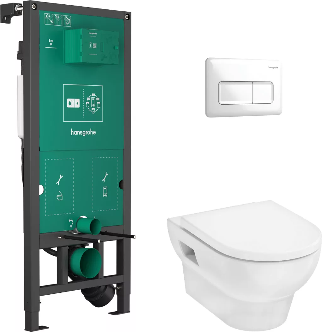 Hansgrohe Pachet wc suspendat hansgrohe gladelake s, rimlesss, capac, clapeta alba, 60301450
