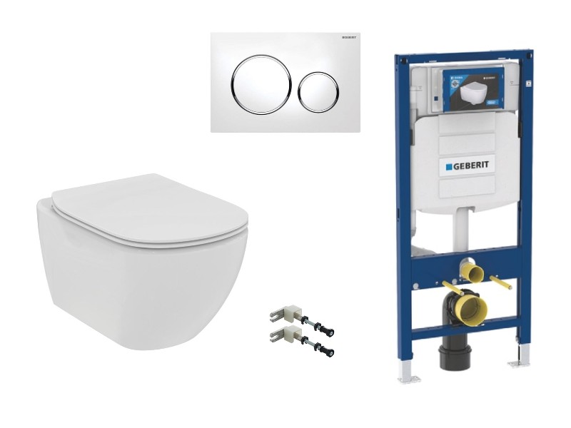 Ideal Standard Pachet wc suspendat ideal standard tesi, rimless, softclose, cadru geberit sigma, clapeta alb lucios, alb,