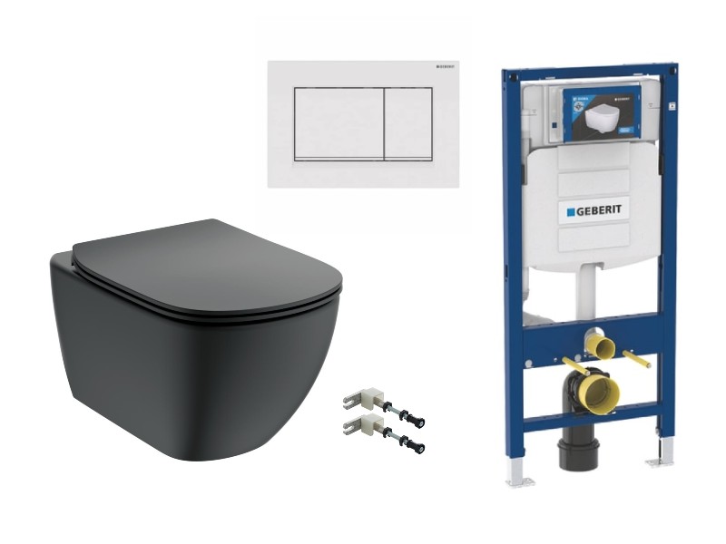 Ideal Standard Pachet wc suspendat ideal standard tesi, rimless, softclose, cadru geberit sigma, clapeta alb mat, negru,