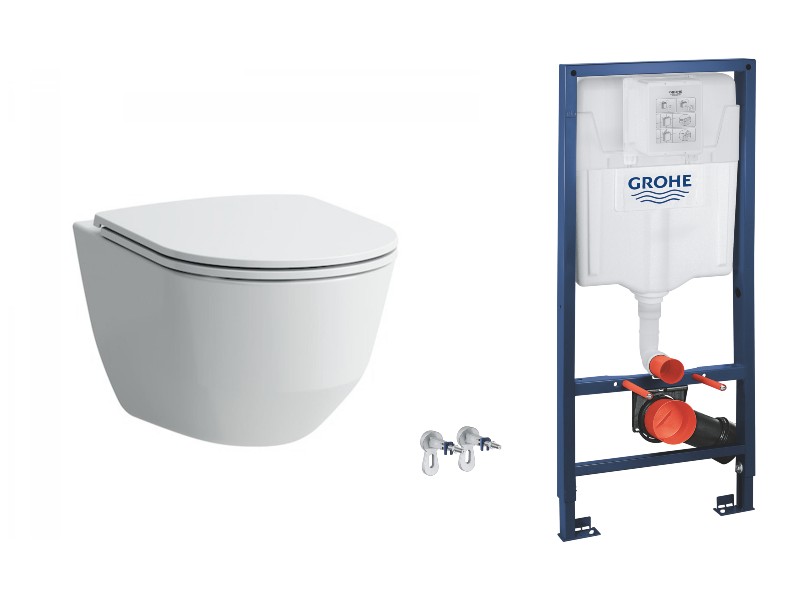 Laufen Pachet wc suspendat laufen pro, rimless, softclose, cadru grohe, fara clapeta, alb, h8669570000001-1st
