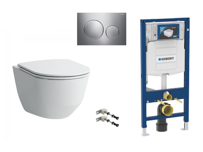 Laufen Pachet wc suspendat laufen pro, rimless, softclose, cadru geberit sigma, clapeta crom mat, alb, h8669570000001-32st