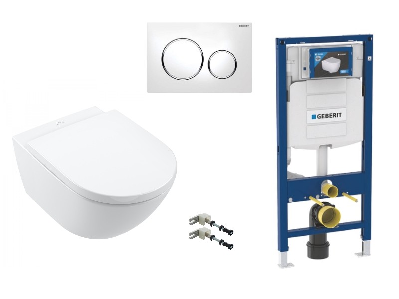 Villeroy and Boch Pachet wc suspendat villeroy and boch subway 3, rimless, softclose, cadru geberit, clapeta alb lucios, alb,