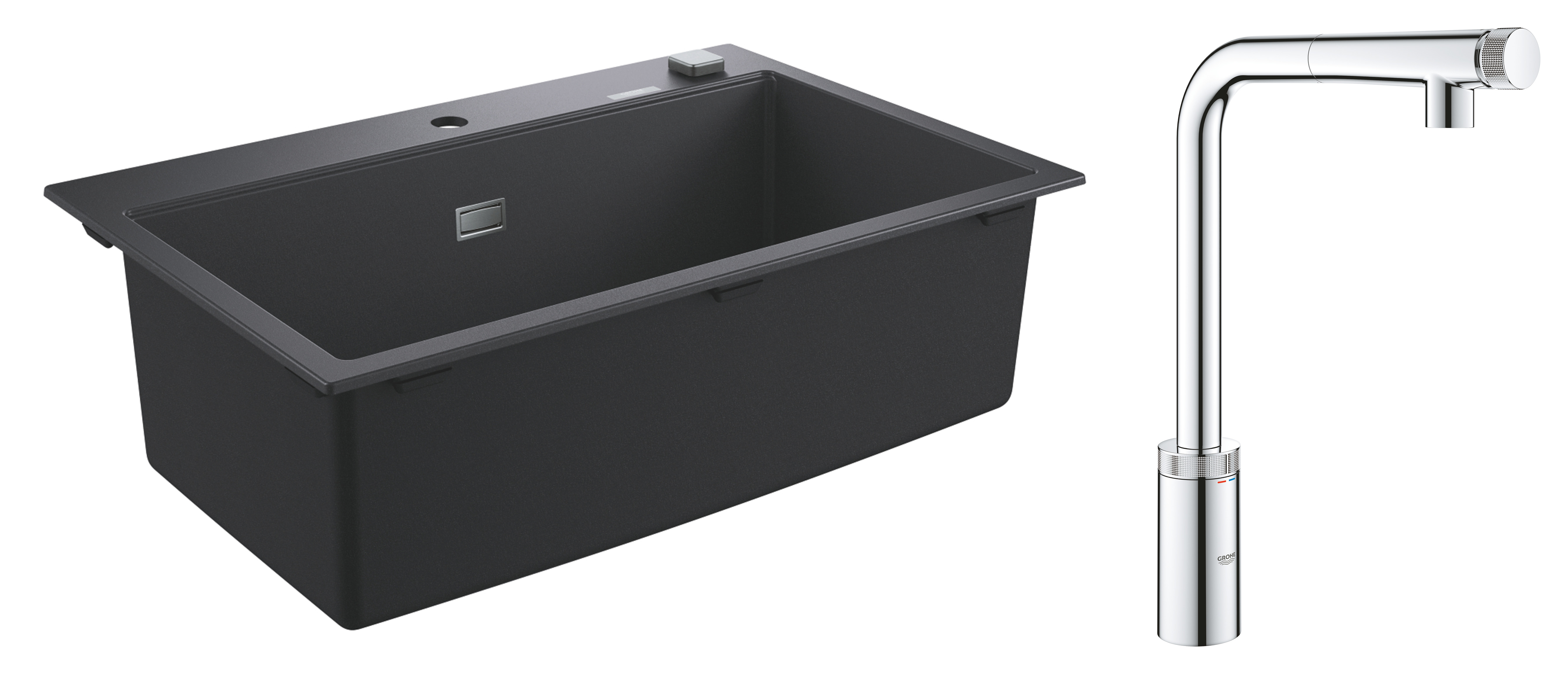 Grohe Pachet chiuveta grohe quartz k700 31652ap0, 780 x 510 mm, montare pe blat + baterie smartcontrol 31613000, pipa inalta, tip