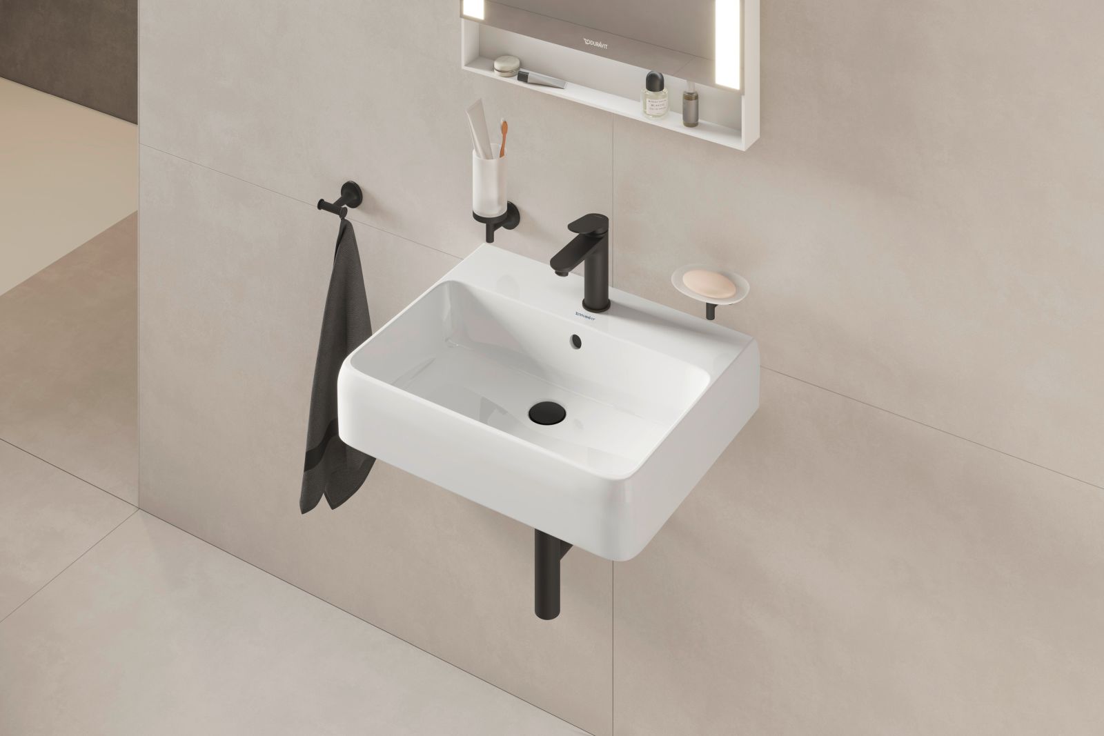 Pahar baie Duravit 0099314600, Starck T, tip instalare pe perete, calitate superioara pentru baia ta, negru [6]