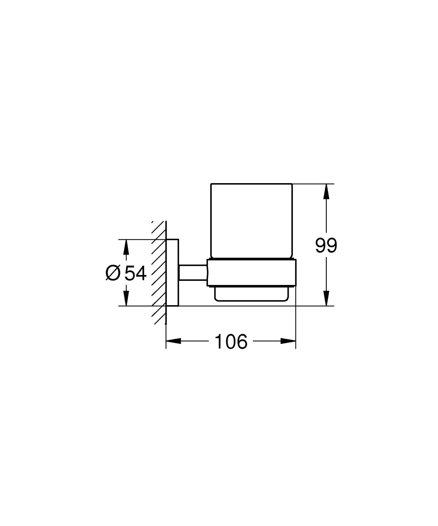 Pahar baie Grohe 1022562430, 106 mm, 99 mm, 2 orificii instalare, 140 volum ml, pe perete, metal, sticla, Negru