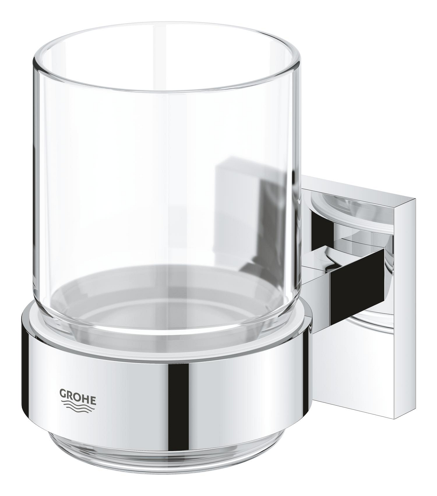 Pahar baie Grohe 41097000, 106 mm, 72 mm, 2 orificii instalare, 300 volum ml, pe perete, sticla, Crom