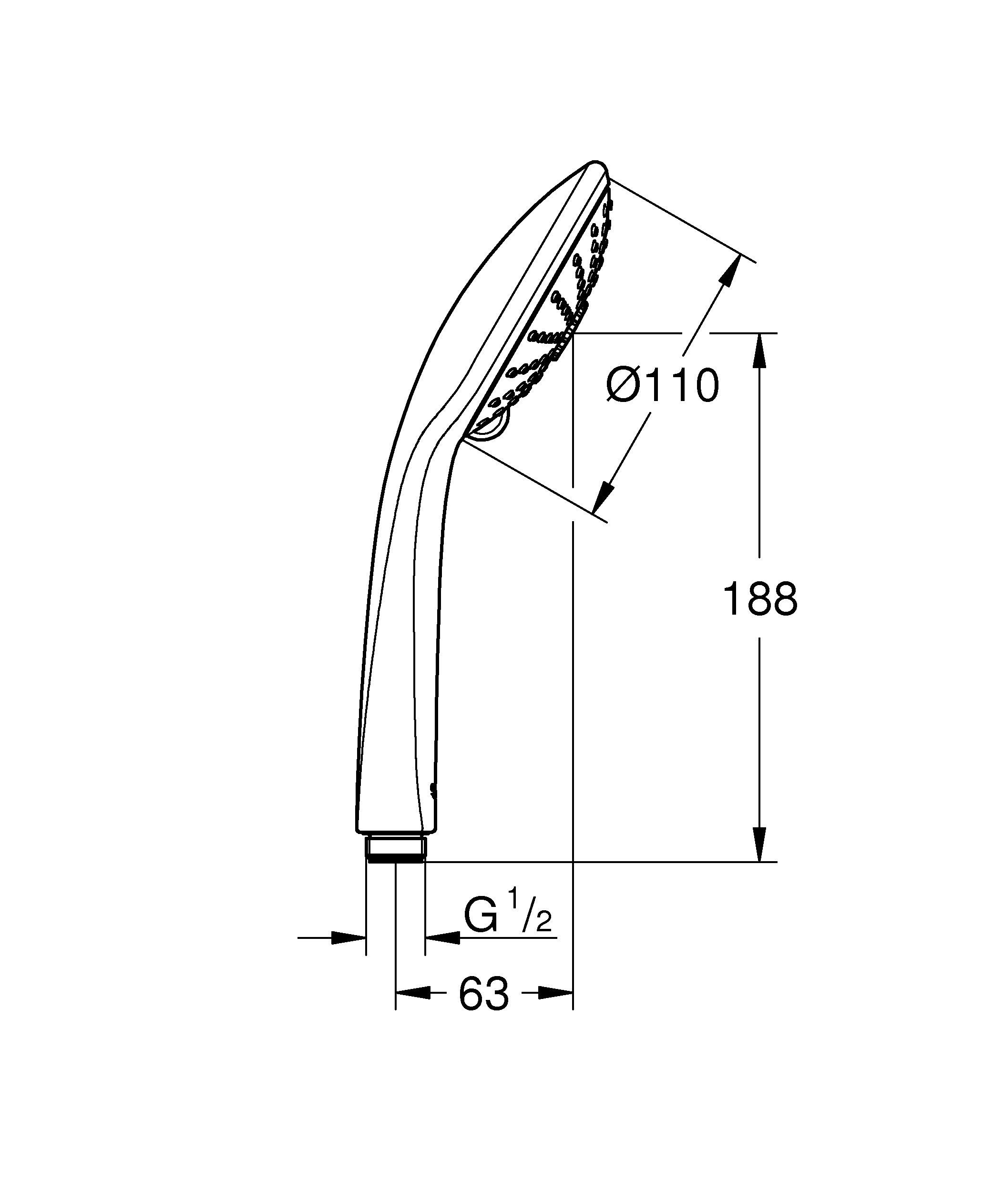 Para de dus Grohe 27239000, Euphoria Massage 110, lungime furtun m 0, 