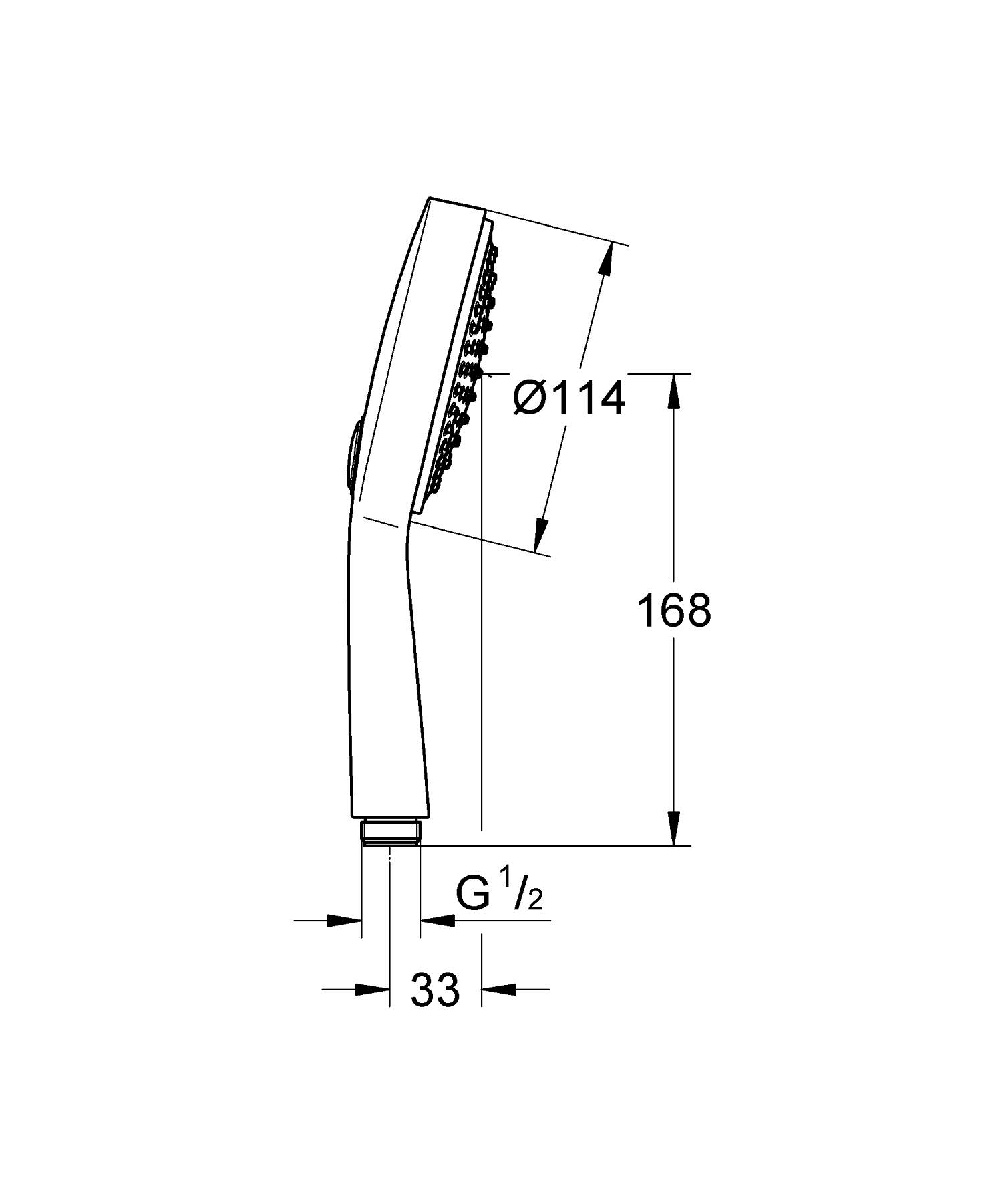 Para de dus Grohe 27661000, 115 mm, 220 mm, 114 mm, 3 functii, 1/2 racord, sistem anticalcar, universal, Crom