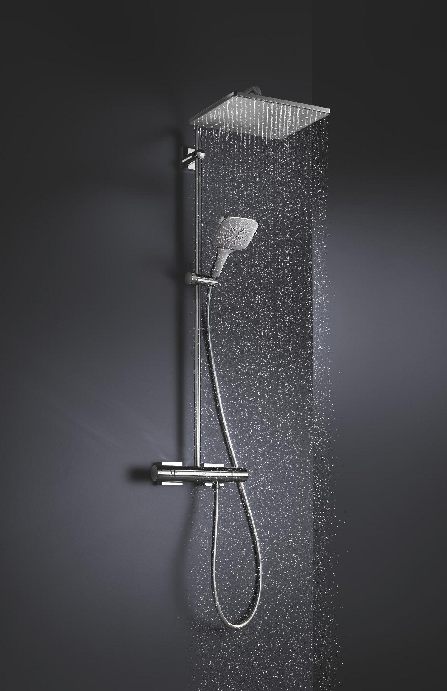 Para de dus Grohe 26582000, SmartActive Cube, diametru 130 mm, 3 functii, montaj universal, racord 1/2'', crom [10]