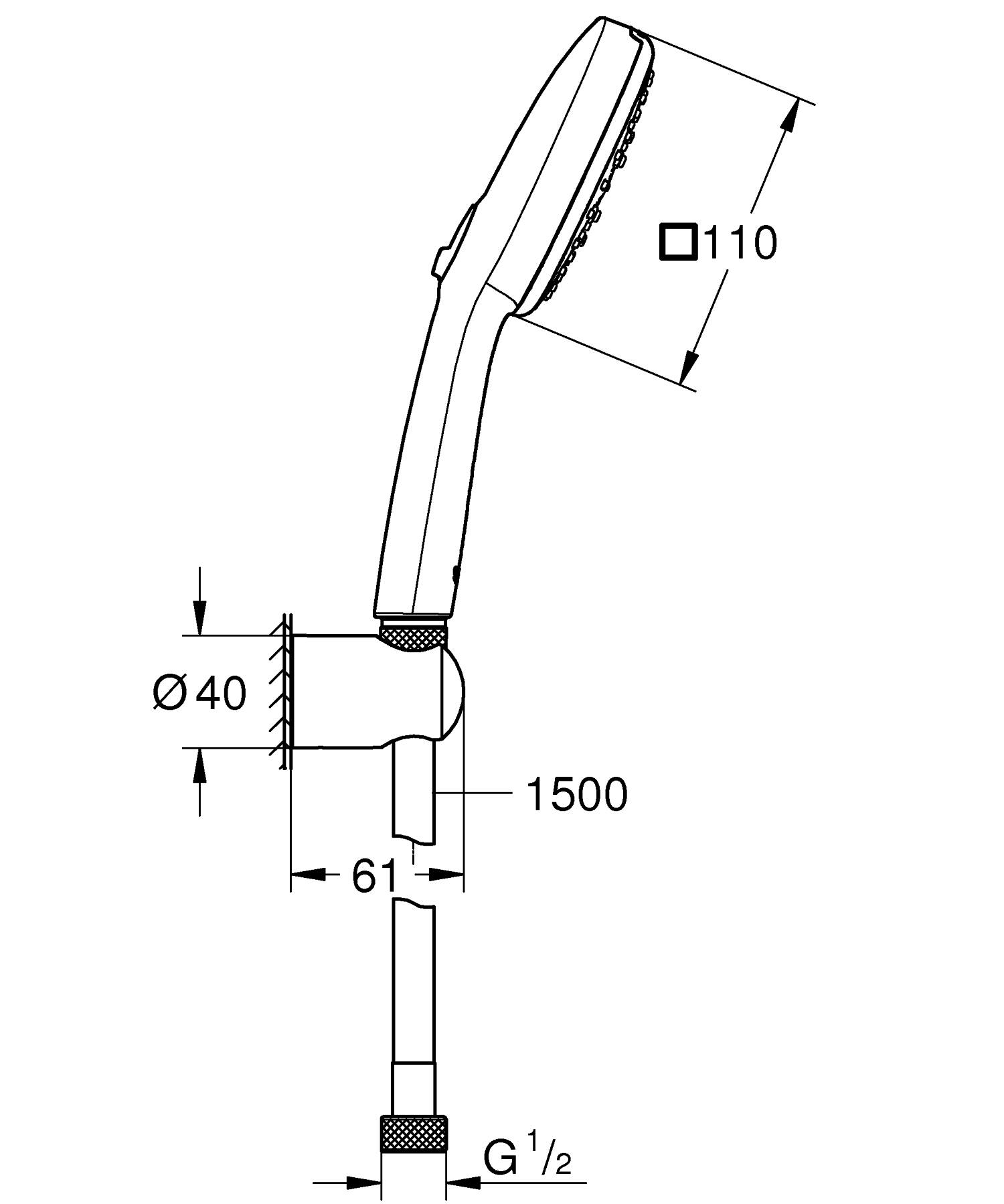 Set para de dus Grohe 275882433, Para dus Tempesta Cube 110, diametru 110 mm, 3 functii, montaj universal, negru [7]